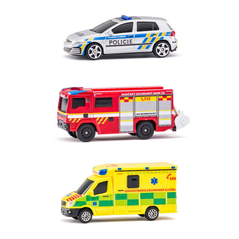 Maisto - Sada Záchranných vozidel, Česká republika - Policie, Sanitka, Hasičský vůz, 1:64 CZ