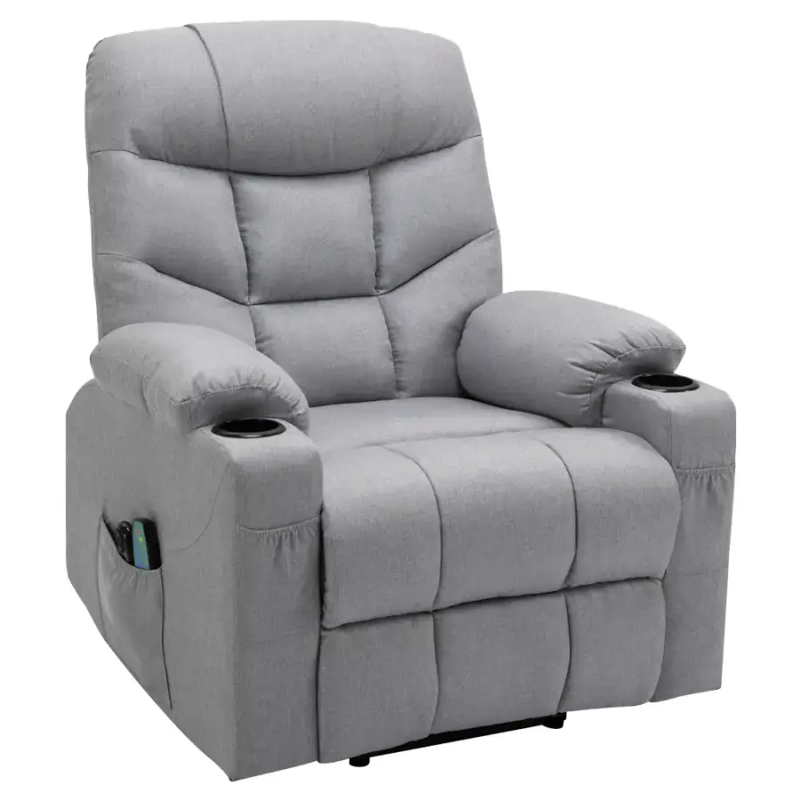 Tempo Kondela Masážní polohovací křeslo HUDSON - světle šedá