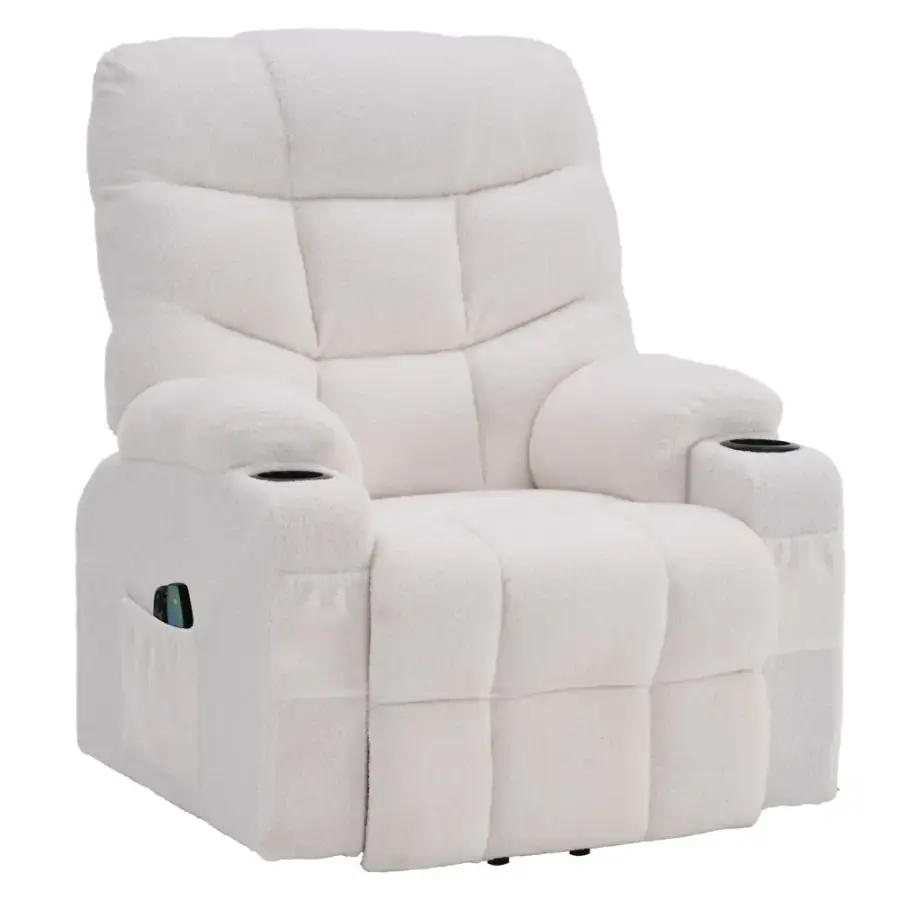 Tempo Kondela Masážní polohovací křeslo HUDSON - bílá