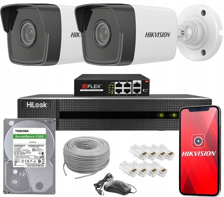 Sada Kamer Pro Monitorování 2 Venkovních Ip Poe Kamer 4Mpx Hikvision 2TB