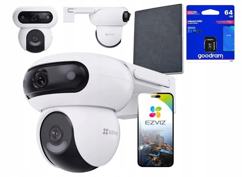 Kamera Ezviz HB90/SP 8MP Ai WiFi otočná Solární Panel Karta 64GB