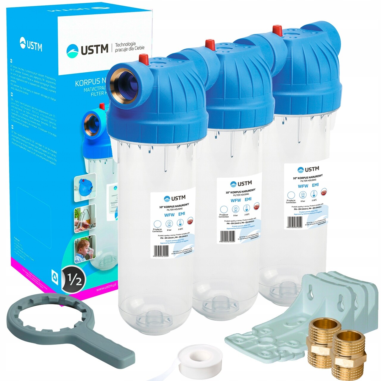 Předfiltr Na Vodu 3-STUPŇOVÝ, Tělo 1/2, Trojitá Filtrační Sada Ustm