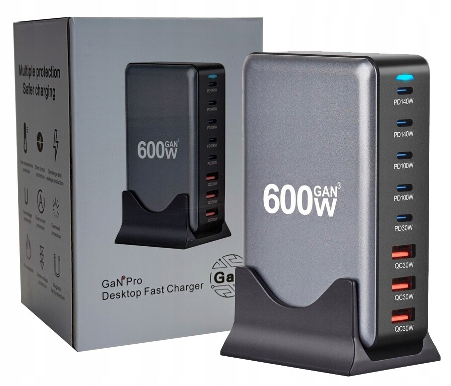 Napájecí zdroj SnapVolt 600W GaN3 5xUSB-C 3xUSB-A Pd 3.1 Qc 5.0 Pps Apple