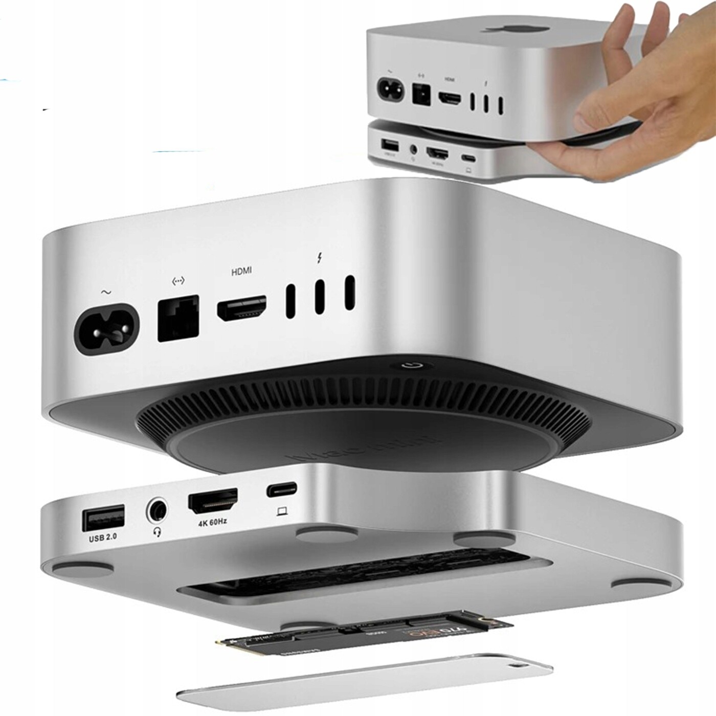 Dokovací stanice Mac Mini M4/Pro Hdmi 4K Ssd NVMe Usb-c Hub