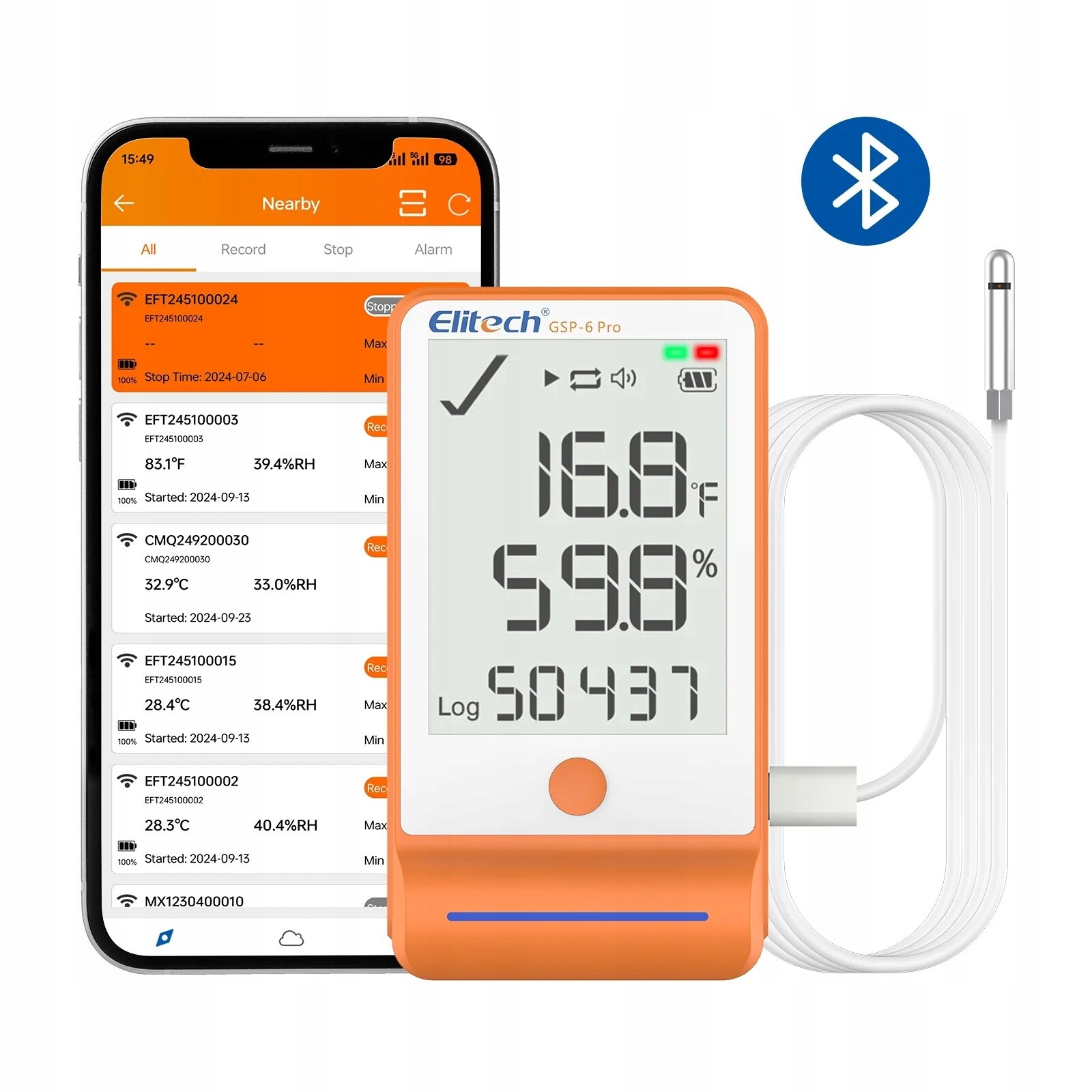 Bluetooth záznamník pro lékárnu lékových vakcín, stabilní měření Gsp 6PRO
