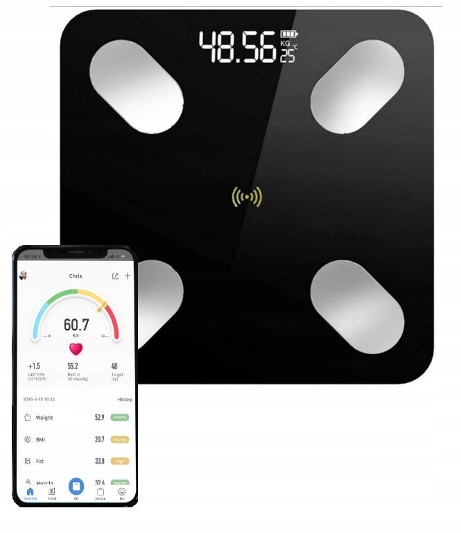 Koupelnová váha Bluetooth App Ios Iphone Android