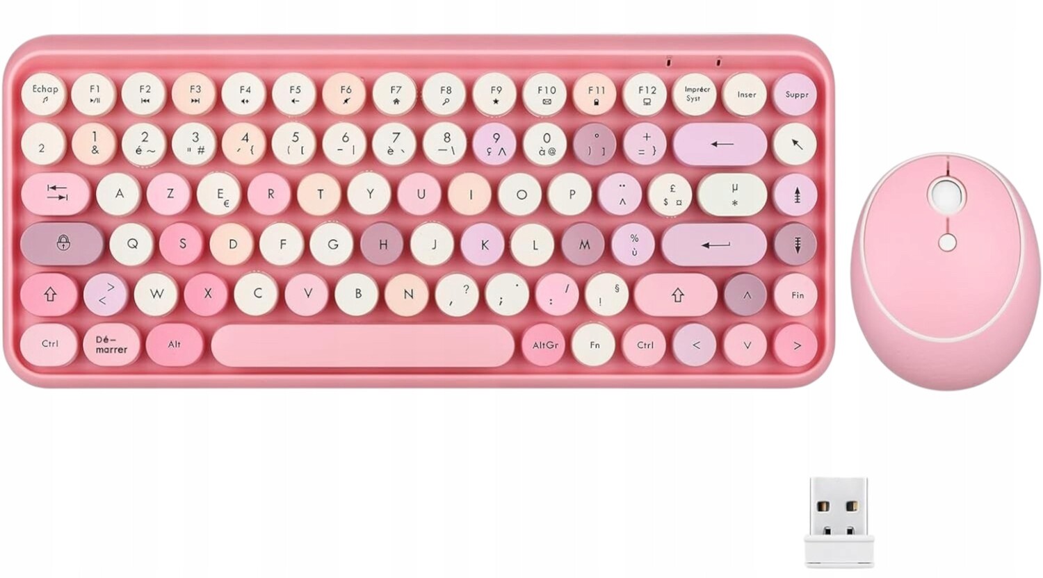 Perixx Periduo-713 Bezdrátová sada klávesnice myš Retro styl Azerty