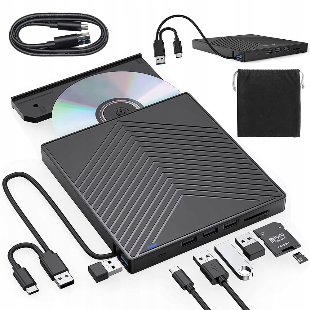 Přenosný pohon Dvd Usb 3.0 Nahrávač 7v1 Čtečka Sd Tf pro notebook