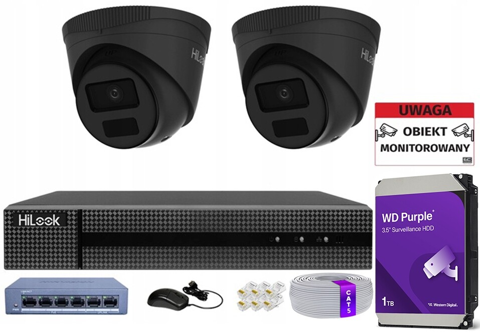 Sada Pro Monitorování Domácnosti 2 Kamery 4MPX Venkovní PoE Ip Hilook Hikvision