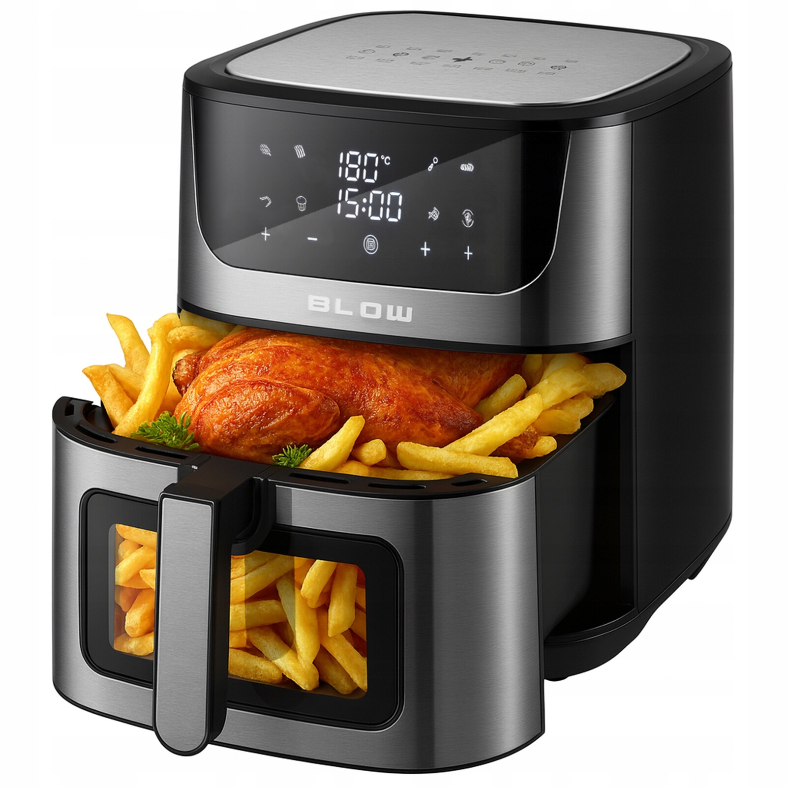 Air Fryer Fritéza Bez Tuku, Velká Mísa XL 8 L, 2 Topná Tělesa, Výkonná, 2500 W