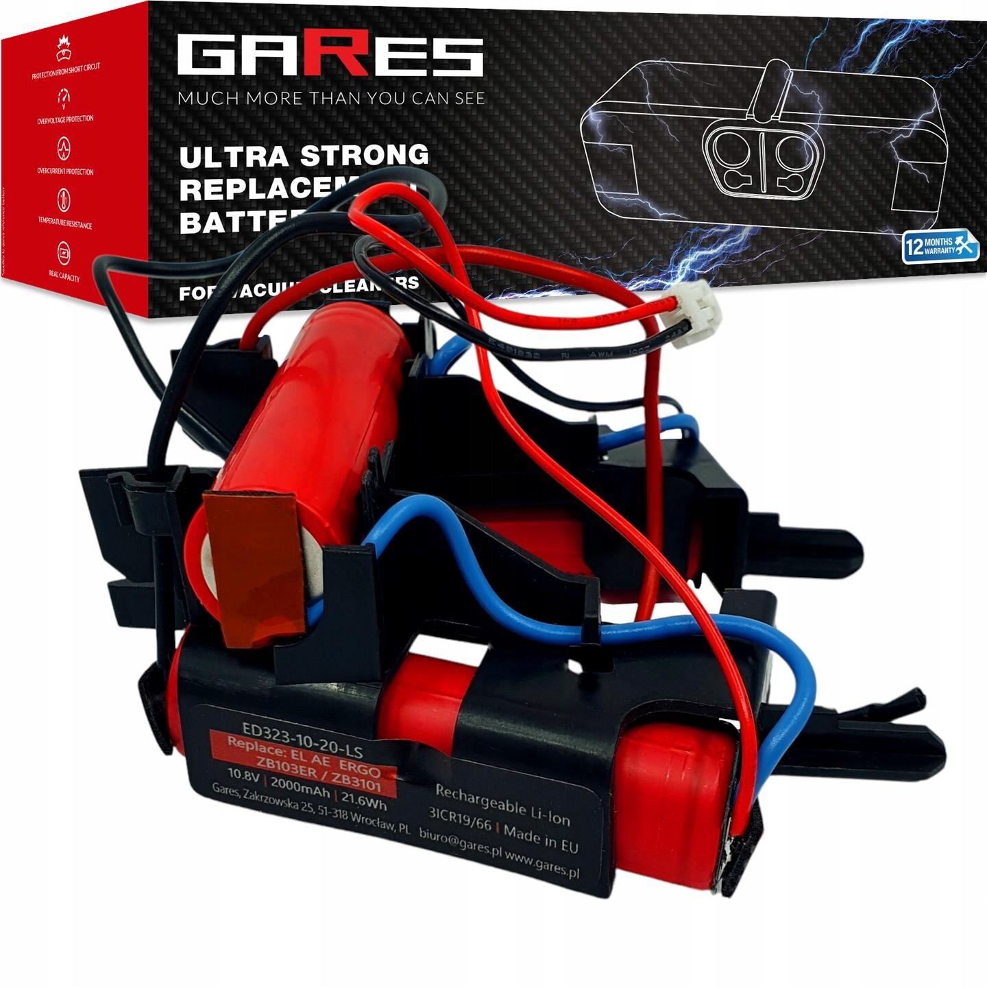 Akumulátor Gares pro Electrolux Aeg ErgoRapido ZB103ER ZB3101 10,8V 2,0Ah