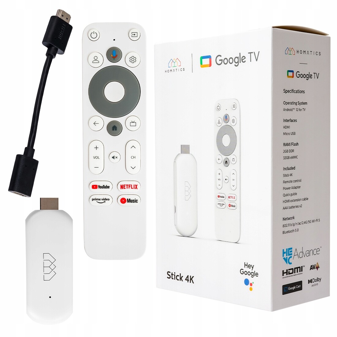 Android Smart Tv Homatics 4K Google Tv 32GB Bluetooth Wi-Fi Hdmi nástavec