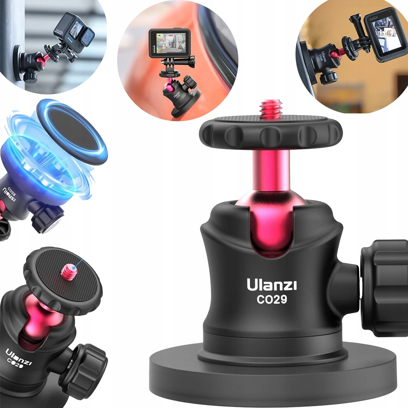 Magnetický Držák Na Kameru Fotoaparát Gopro Telefon Kulová Hlava Stativ