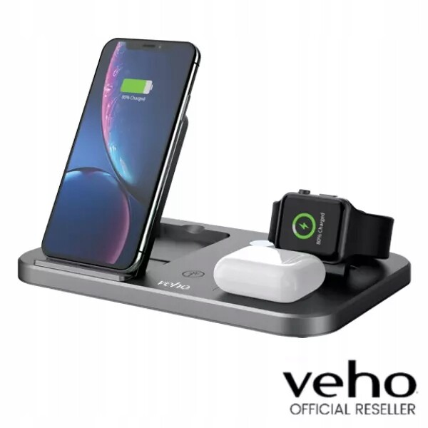 Bezdrátová nabíjecí stanice Veho DS-7 Qi Multi-Charging Station – šedá