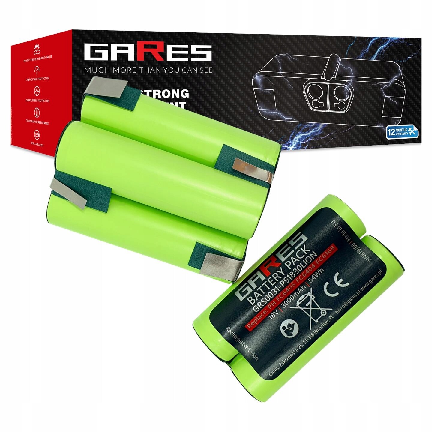 Akumulátor Gares pro Philips PowerPro FC6405 FC6404 FC6168 18V 3Ah