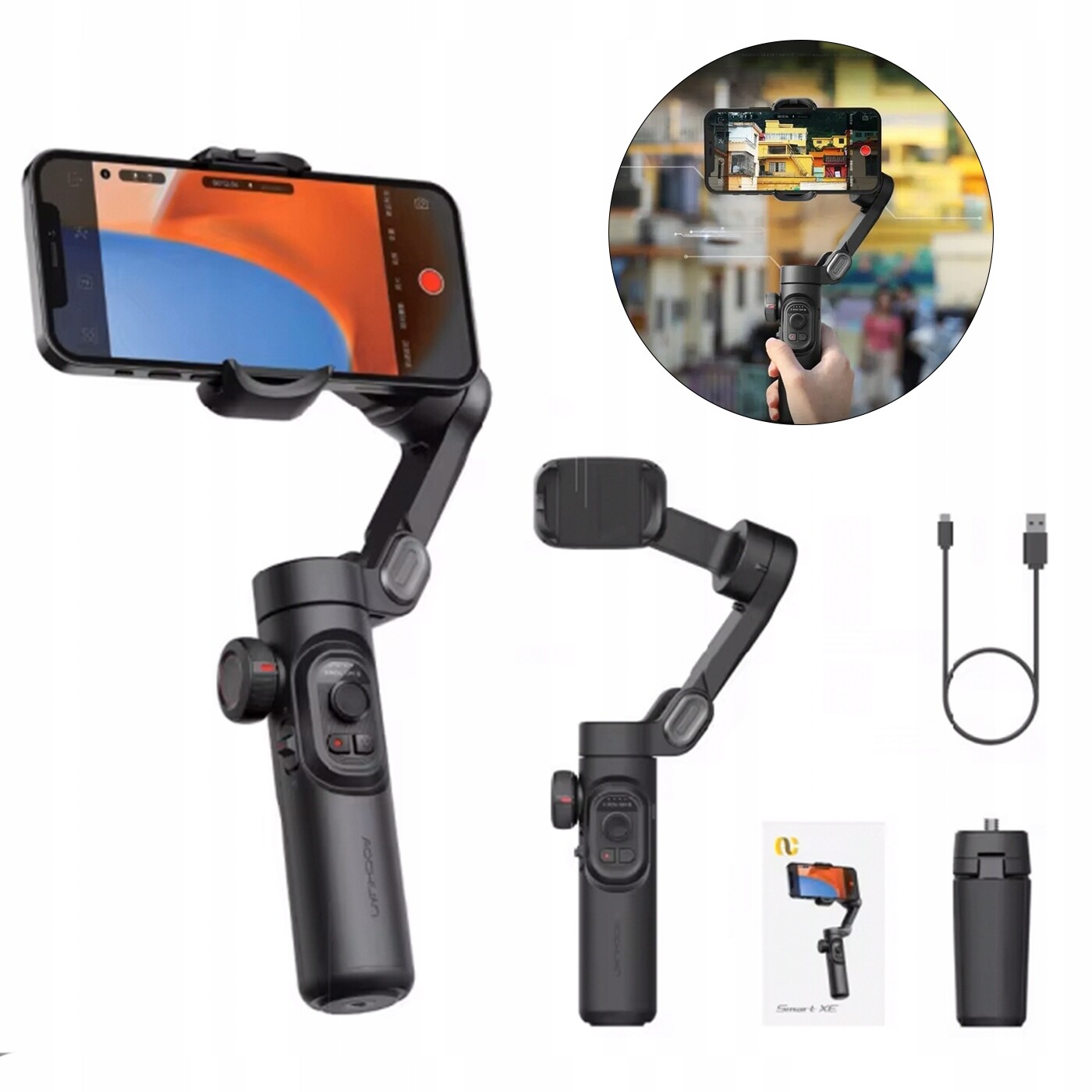 Gimbal Pro Telefon Stabilizátor Obrazu 3-OSÝ Bluetooth Sledování Obličeje