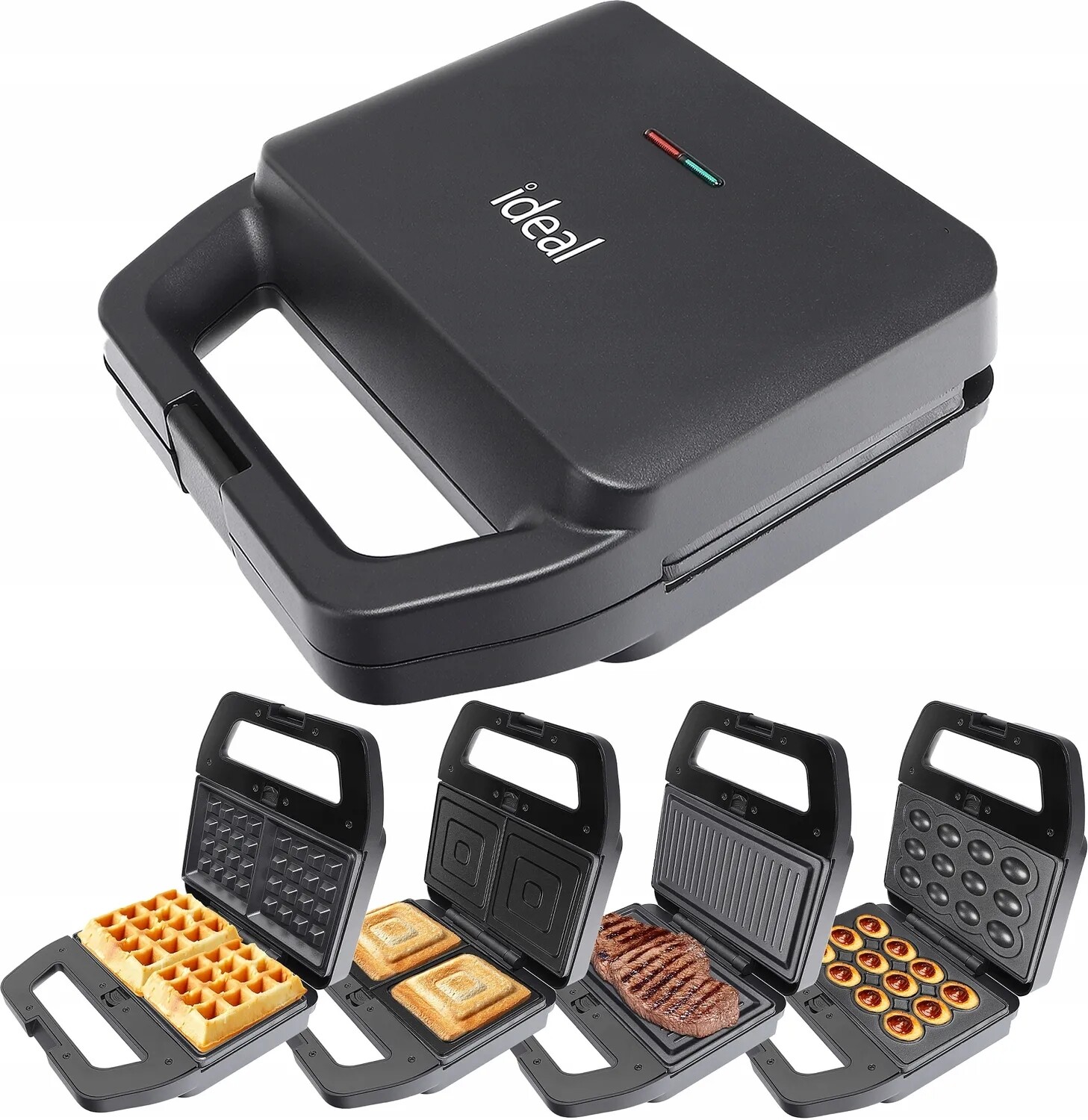 Sendvičovač Sandwich Toastů Oříšků Gril Toustovač 1500W 4v1 Výkonný