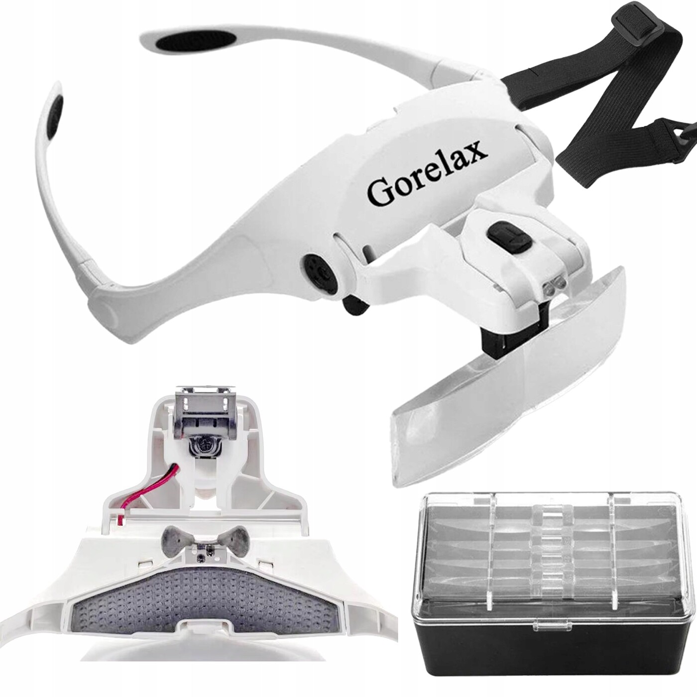 Zvětšovací Led brýle s páskem na hlavu Lupa Oprava Čtení