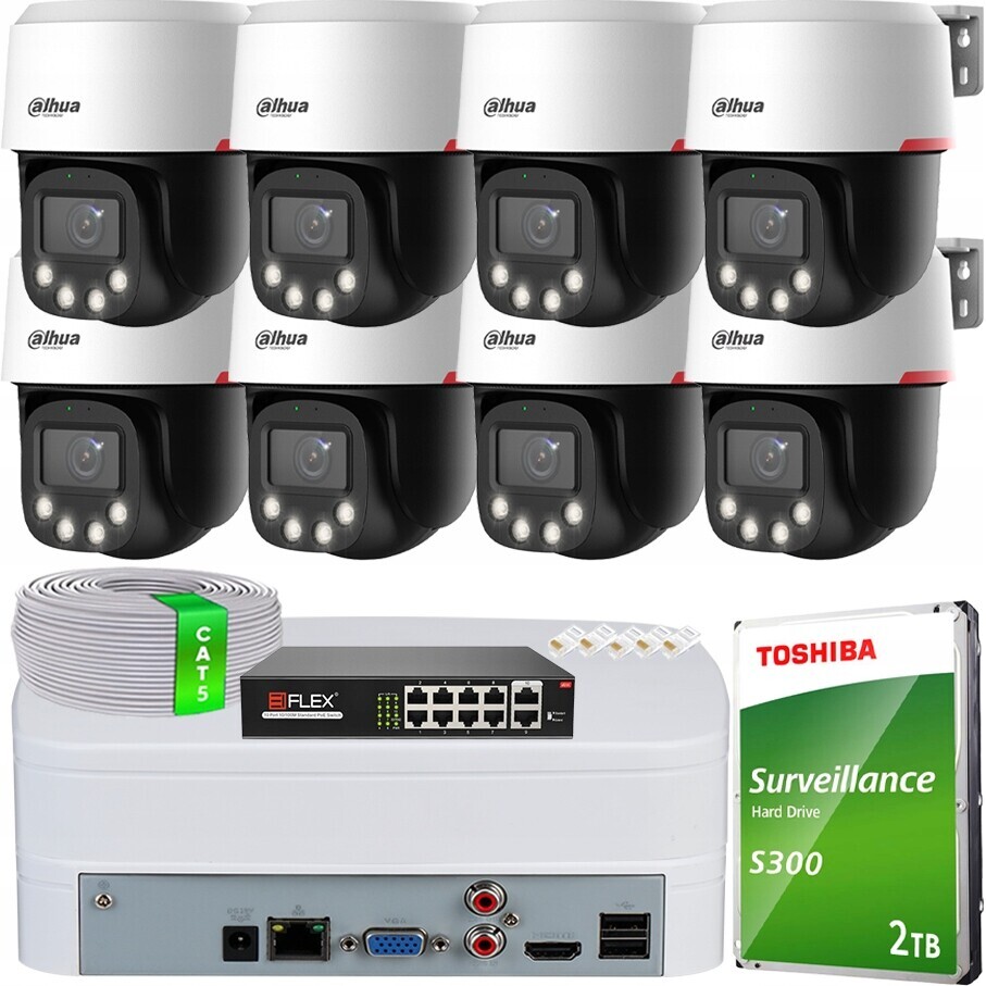 Monitorovací sada Dahua 8 kamer SD2C400NA-B-PV-PRO Ptz 4Mpx Dahua WizColor