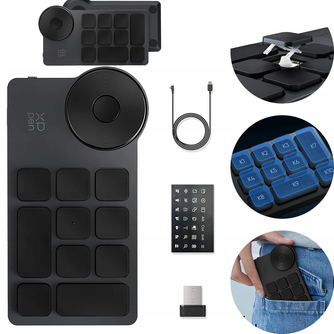 Bezdrátové dálkové ovládání s programovatelnými zkratkami Kompakt Přenosná Klávesnice