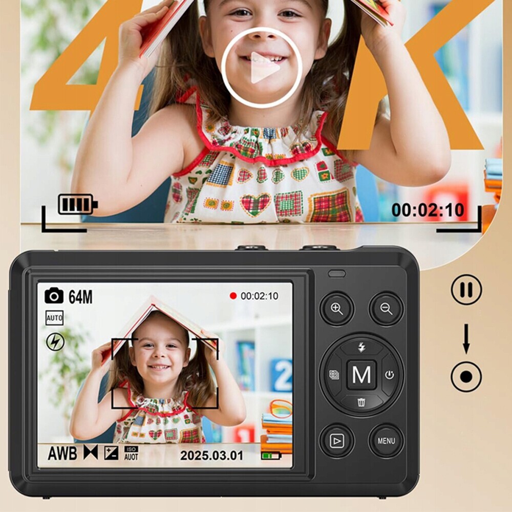 Digitální Fotoaparát Uhd 4K 64MP S Digitálním Zoomem 16X