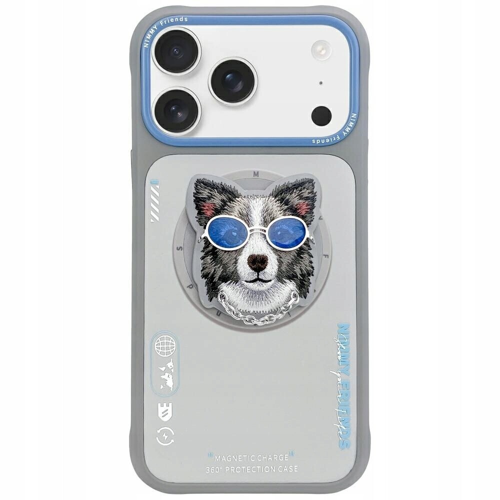 Pouzdro Nimmy Glasses Cool Dog MagSafe pro iPhone 17 Pro šedé