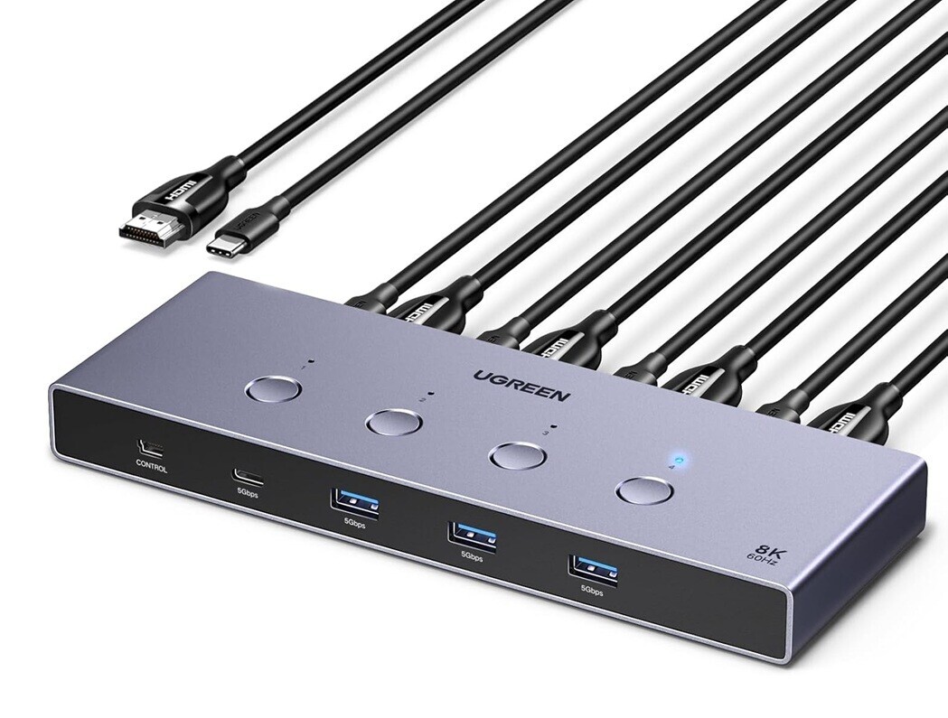 Ugreen AK701 Hdmi 2.1 Kvm Switch 4In1 Out 8K@60Hz Usb 3.0 Switch 4 porty