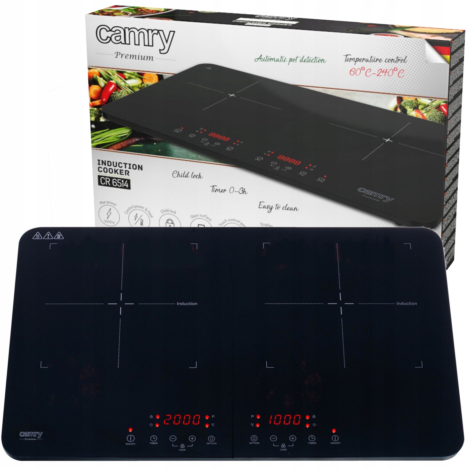 Indukční dvouplotýnkový elektrický turistický vařič přenosný 3500 W