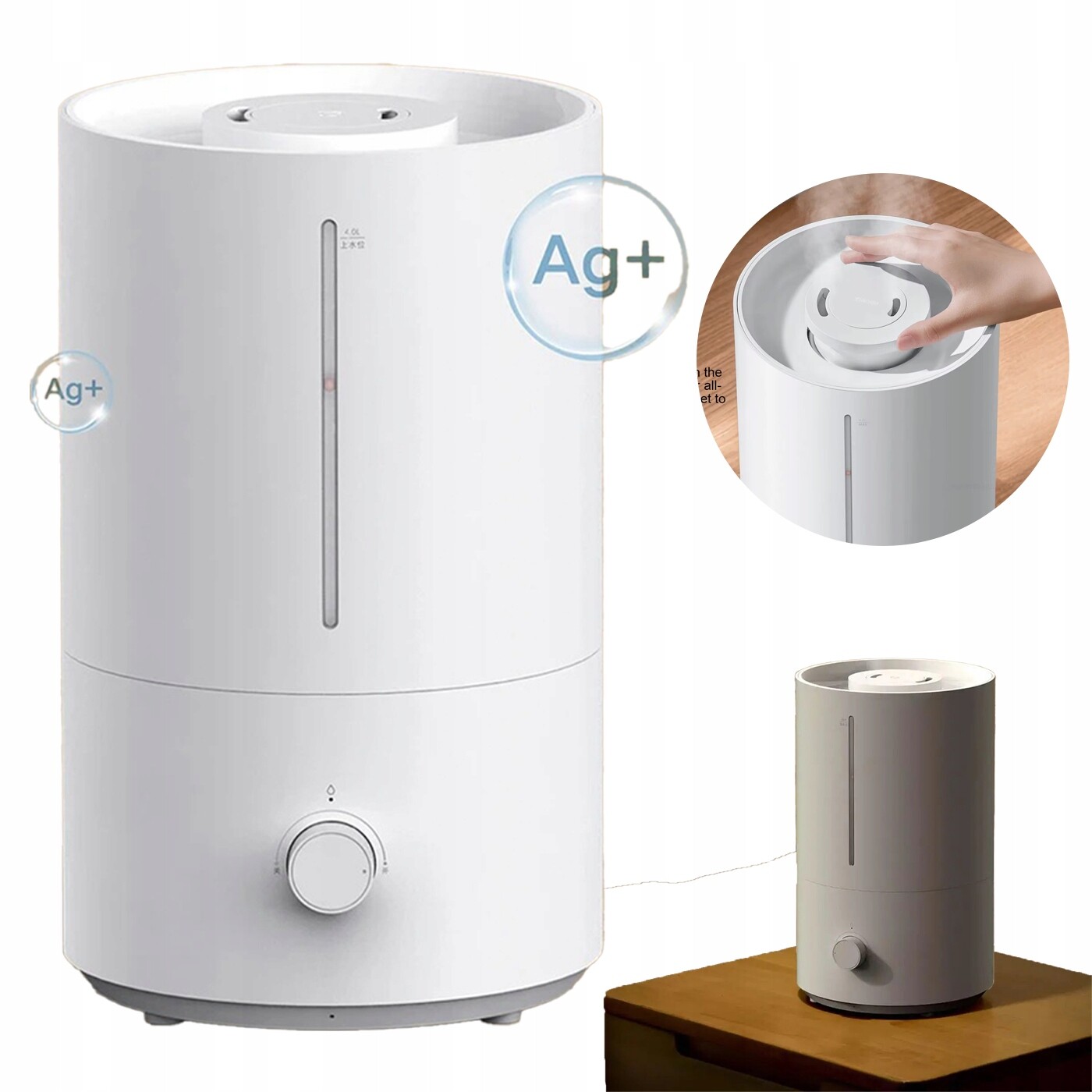 Ultrazvukový zvlhčovač vzduchu 4L s ionty stříbra, tichý, 30 hodin provozu