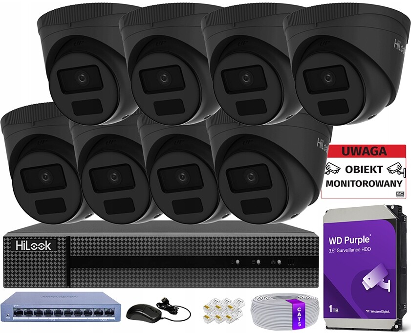 Sada Pro Monitorování Domu 8 Kamer 4MPX Venkovní PoE Ip Hilook Hikvision