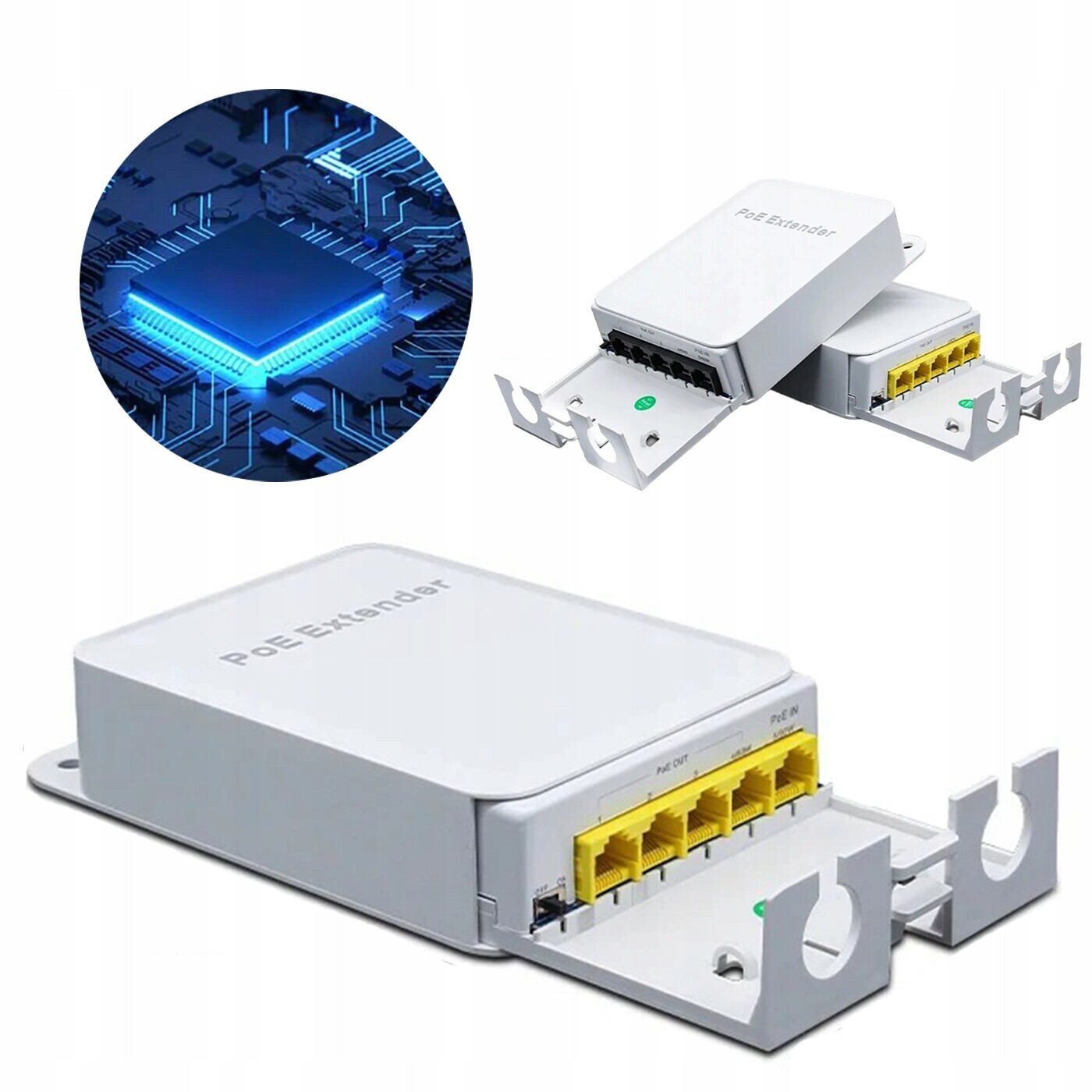 Repeater PoE 1000Mbps 4-Portový vodotěsný IP55 síťový extender