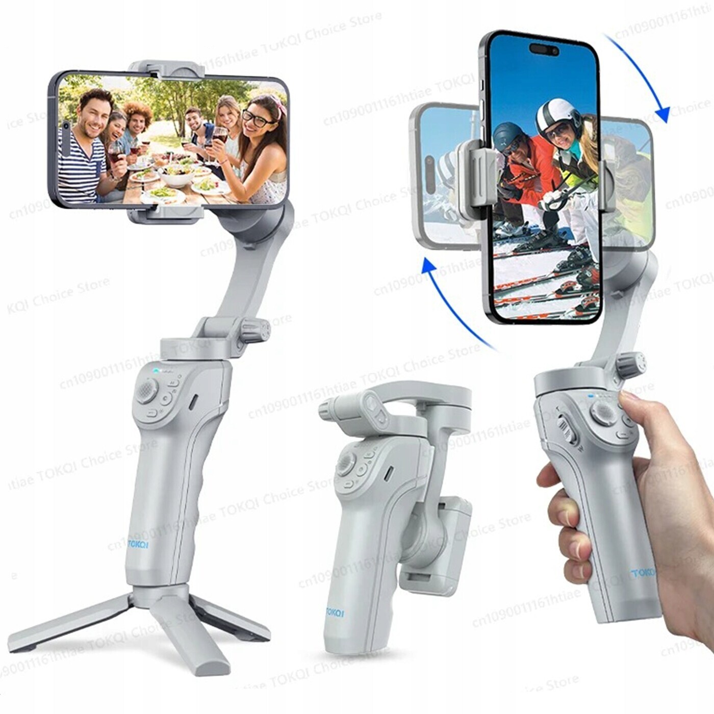 3-osý Gimbal pro telefon s lampou a tripodem Skládací Stabilizátor Set