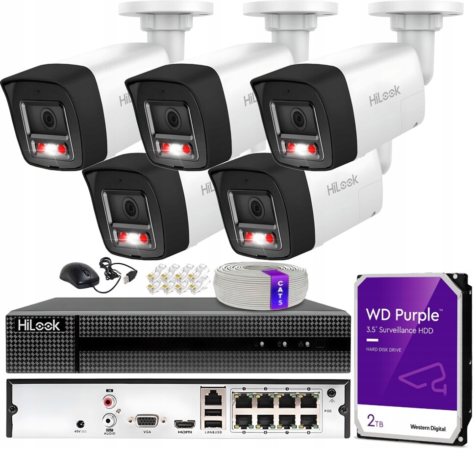 Ip monitorovací sada 8Mpx UltraHD 5 kamer IPC-B180HA-LUF/SL PoE Disk 2TB