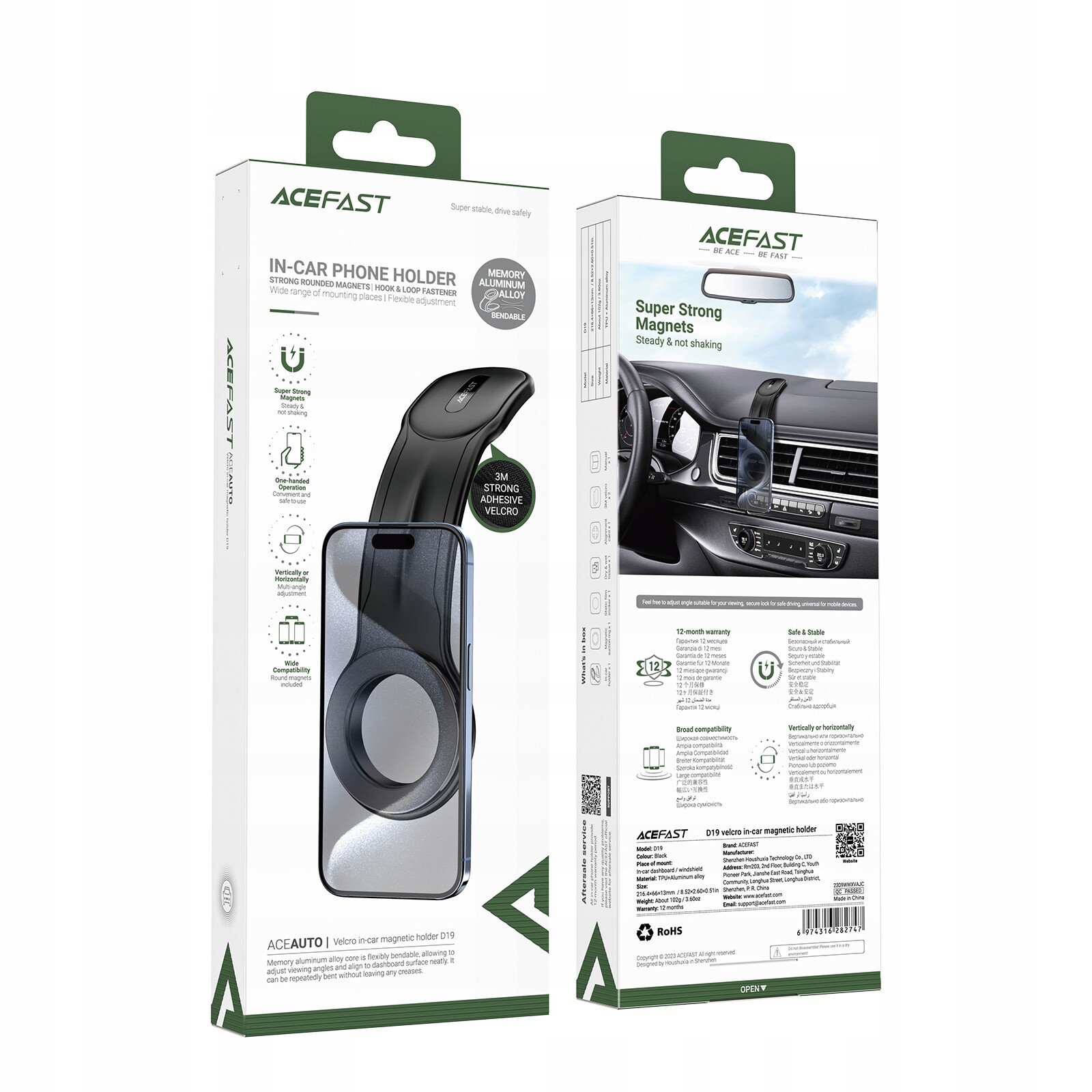 Magnetický držák na talefon do auta na kokpitovou desku, černý