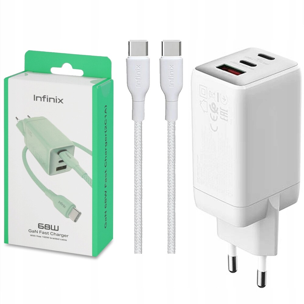 Nabíječka Infinix GaN 6.2A 68W rychlé nabíjení notebook smartphone tablet