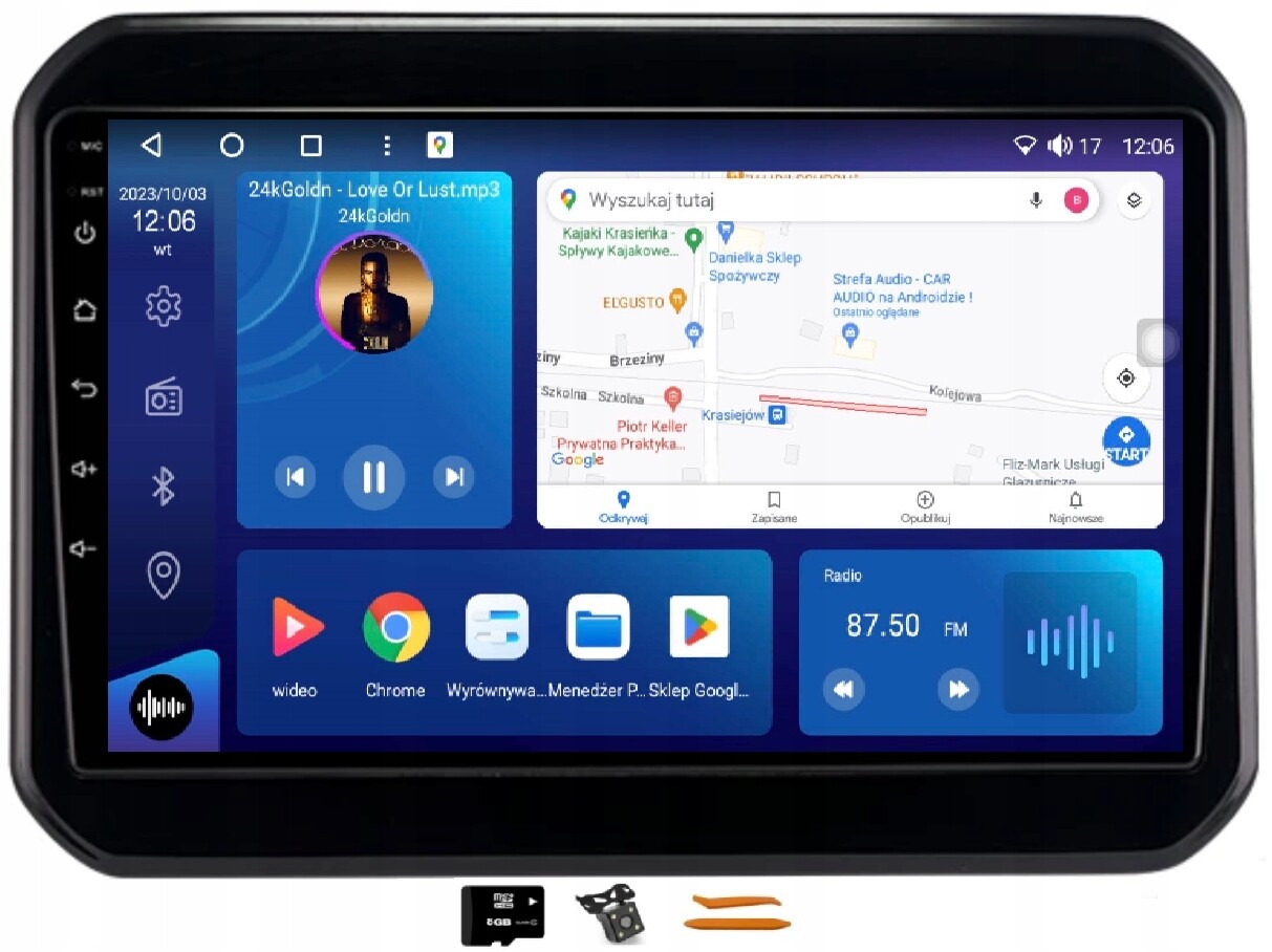 Rádio Android Navigace Qled 2K Carplay 2+ 64GB Lte Gps Suzuki Ignis 3