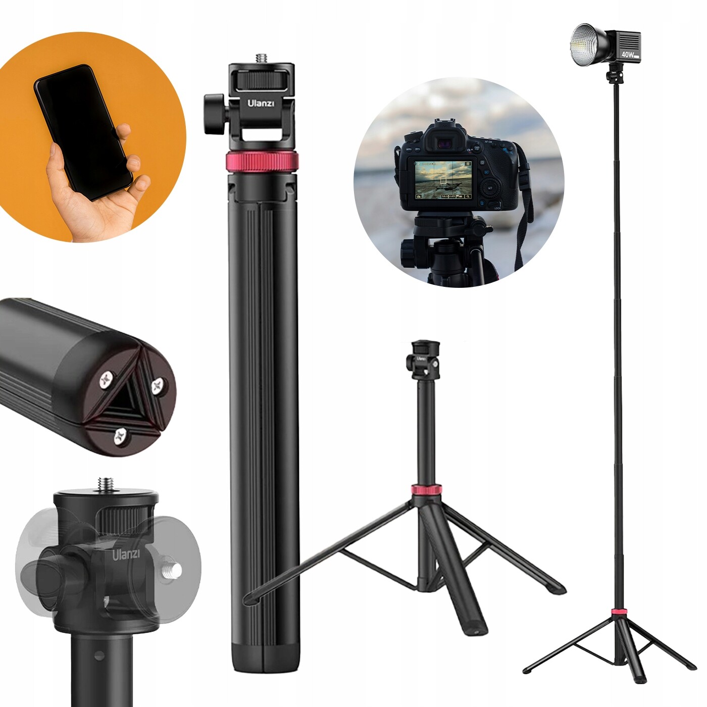 Stativ Pro Fotoaparát, Lampu, Světlo, Kameru, Rozkládací Držák, 3-NOŽOVÝ Výsuvný Držák