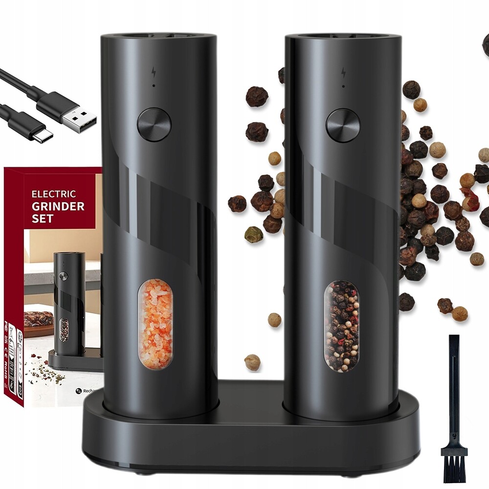 Elektrický mlýnek na pepř s osvětlením Nabíjení Podstavec 2v1