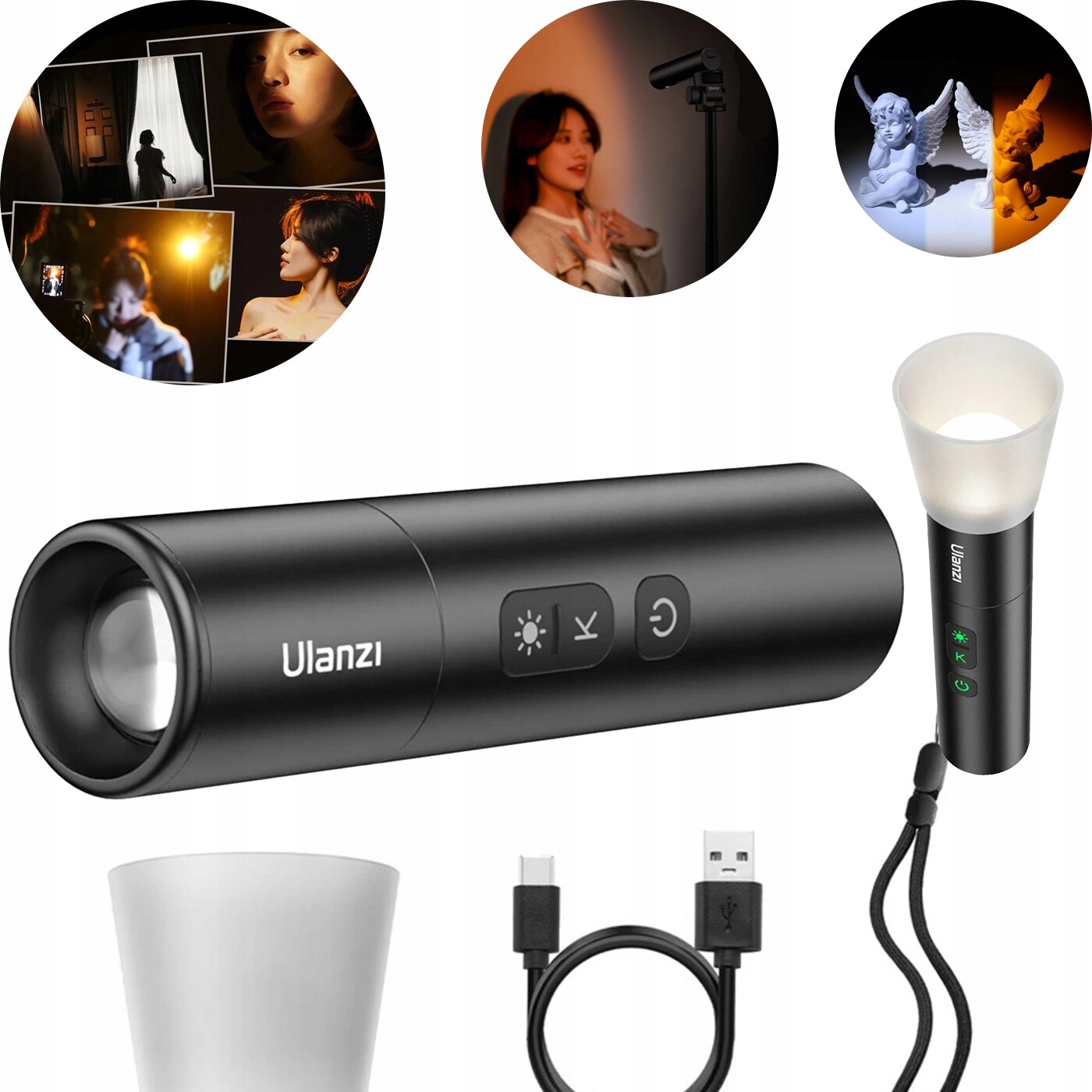 Fotografická Svítilna Lampa se závitem, zapíchnutá baterie, různá světla