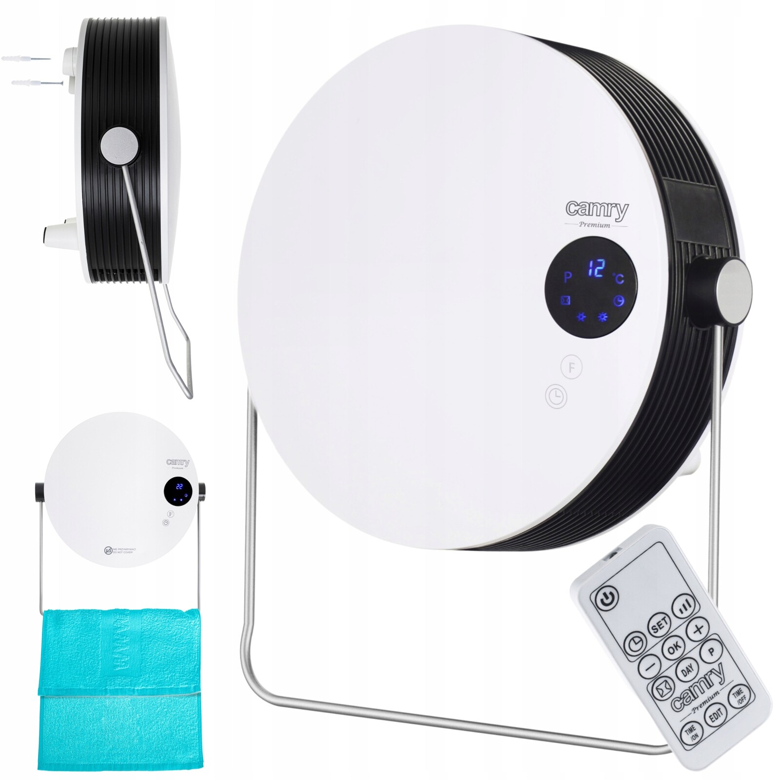 Nástěnný koupelnový radiátor LCD 2000W, věšák na ručníky, časovač, programátor