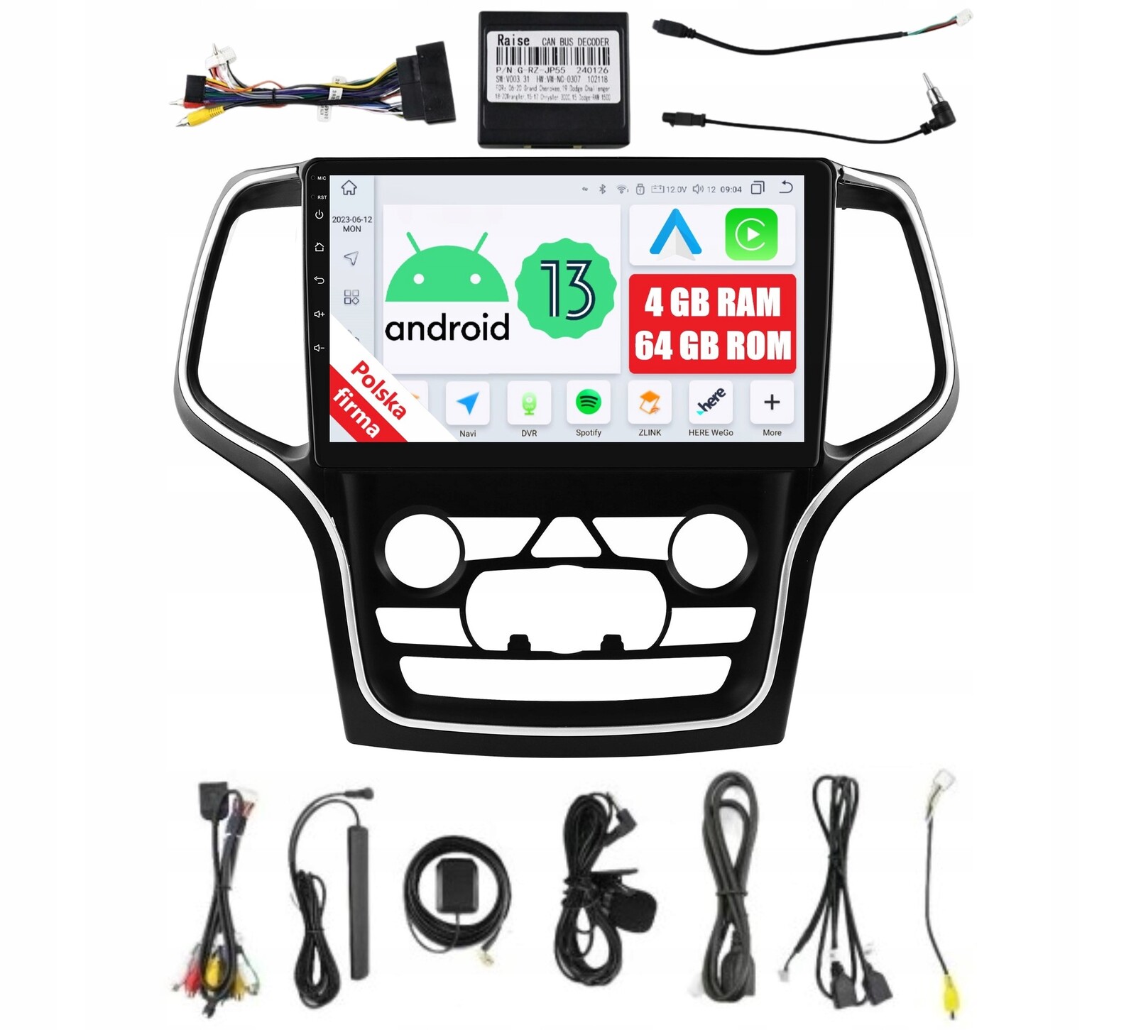 Rádio Navigace Android Jeep Grand Cherokee MK2 4/64 Gb Dsp Carplay Lte