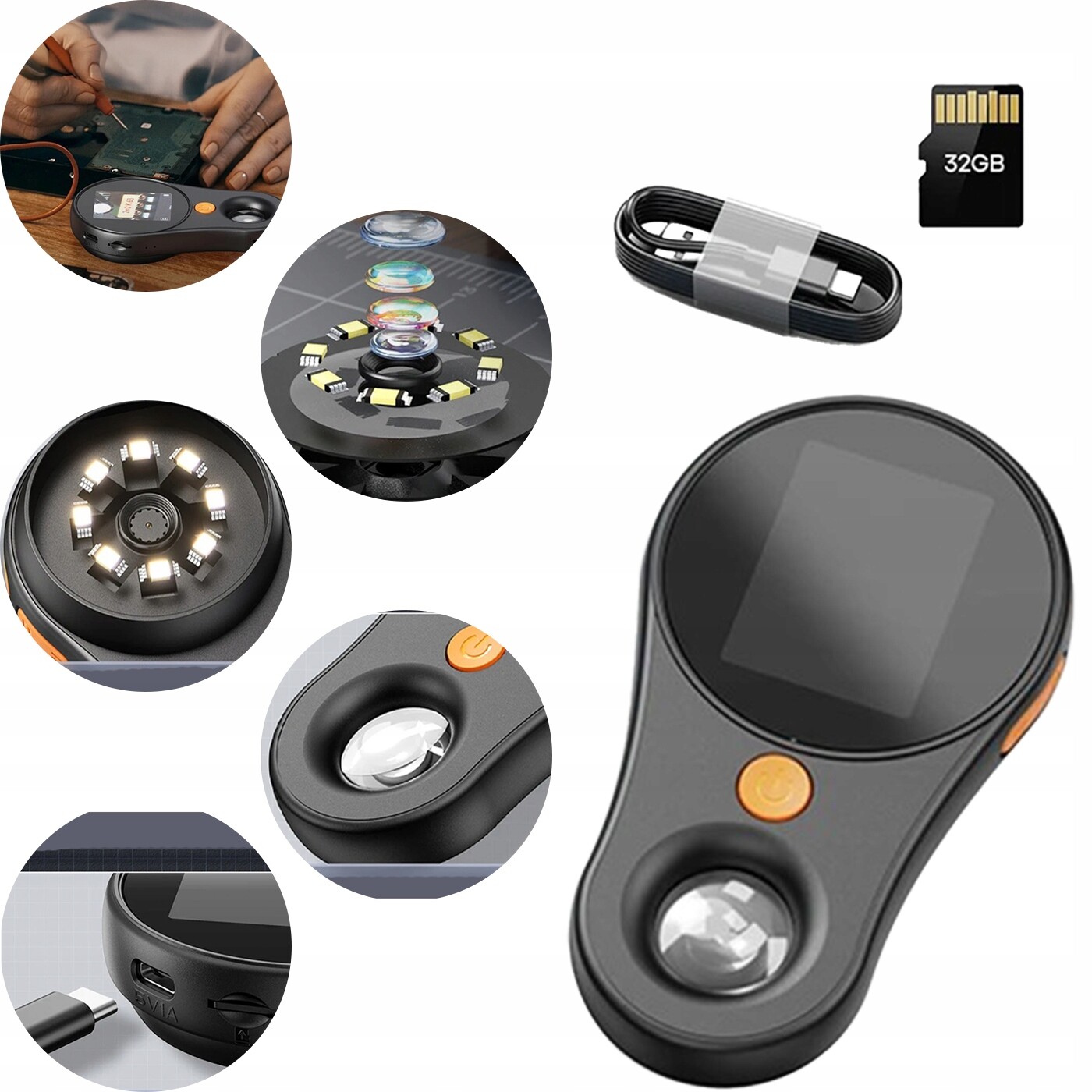 Digitální Ruční Mikroskop S Displejem Ips 500X Kompaktní, Mnoho Použití