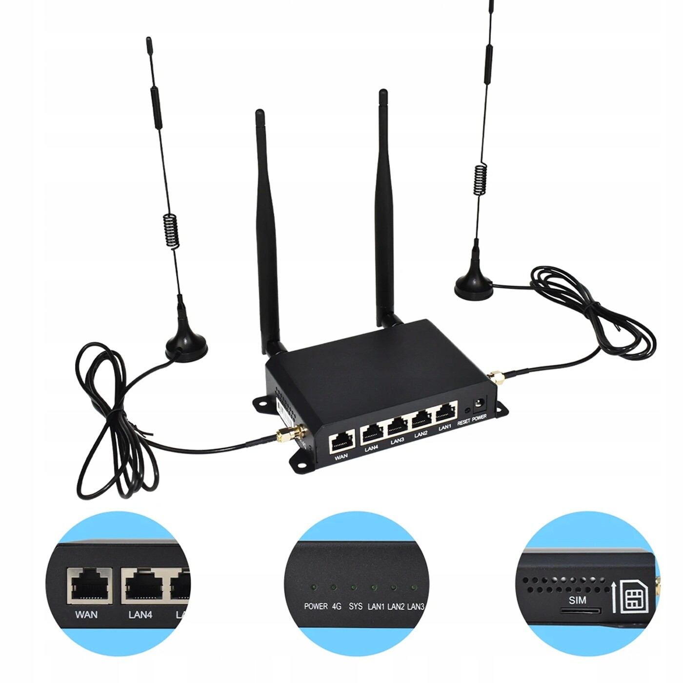 Router 4G Lte CAT4 WiFi 300Mb/s Odpojitelné antény Wan Lan Ap Router Internet