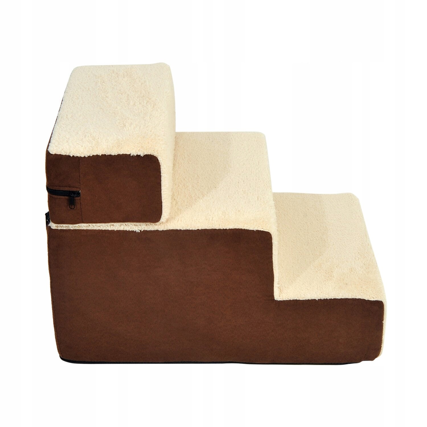 PawHut schody pro psa, kočku, pomoc při vstupu, 3 stupně, plyšové, béžové