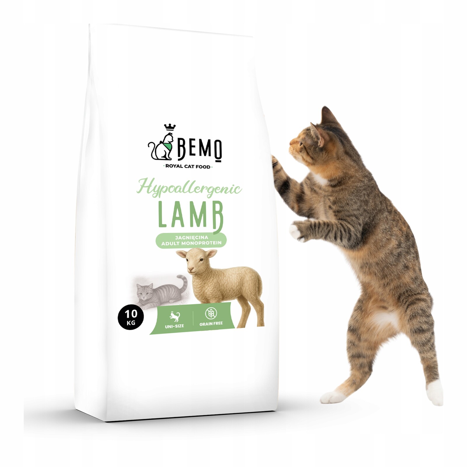 Suché Krmivo pro kočky s jehněčím masem Bemo Cat 10 kg, šetrné k alergikům