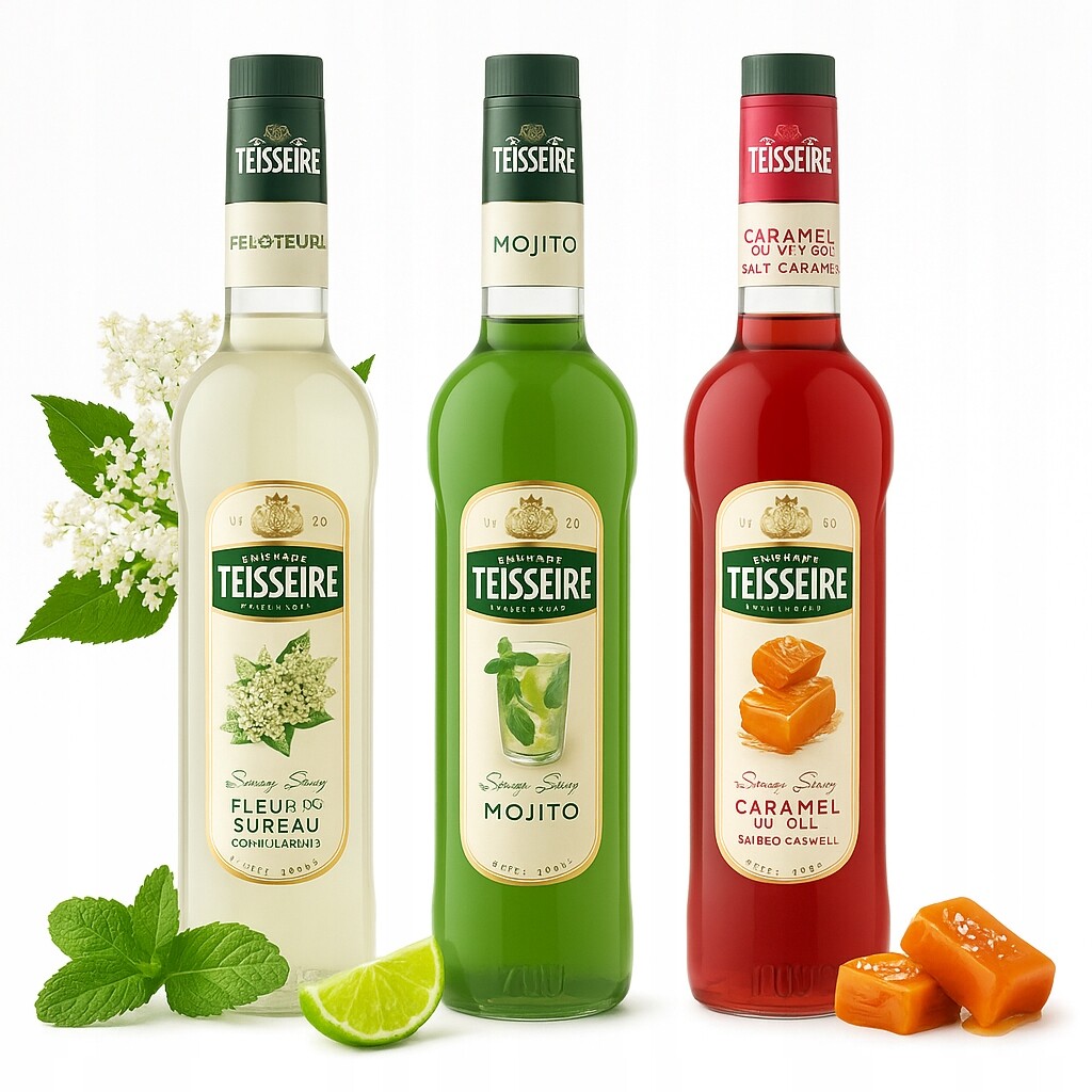 Sada sirupů Teisseire 700 ml Mojito Elderflower Květ Bezu Karamel Solený