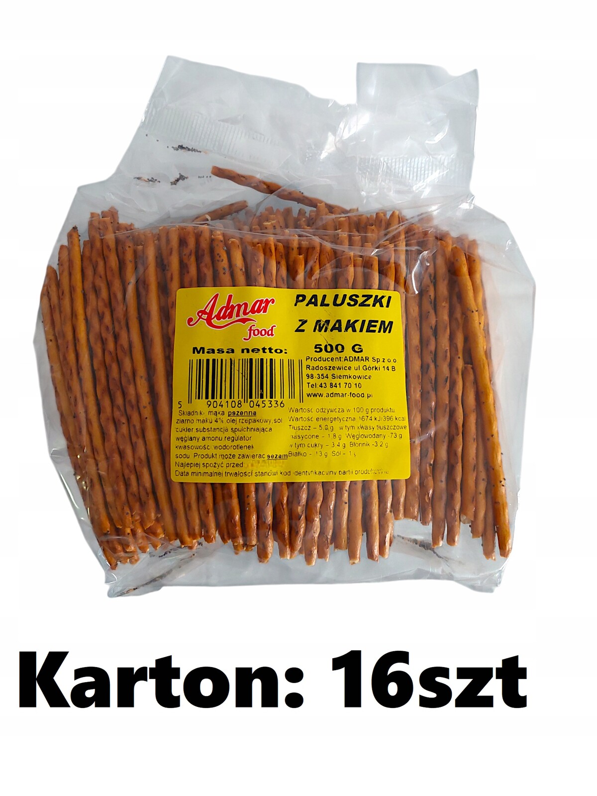 Makové Tyčinky , velké rodinné balení, Admar 500g karton