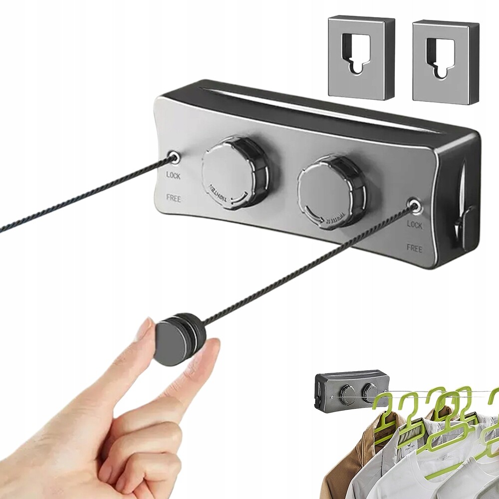 Linka na prádlo Skládací Sušák na prádlo s dvojitým výsuvným lankem do 20 kg