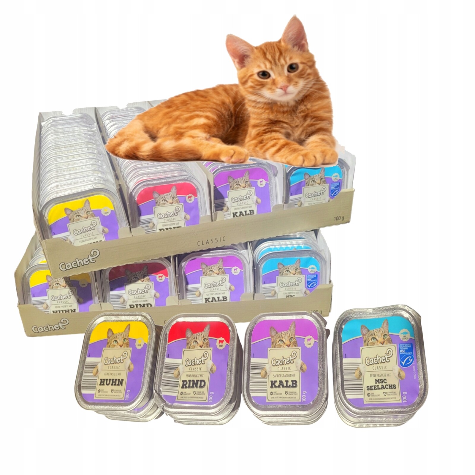 Cachet Mokré krmivo pro kočky směs 4 příchutí, 64 porcí