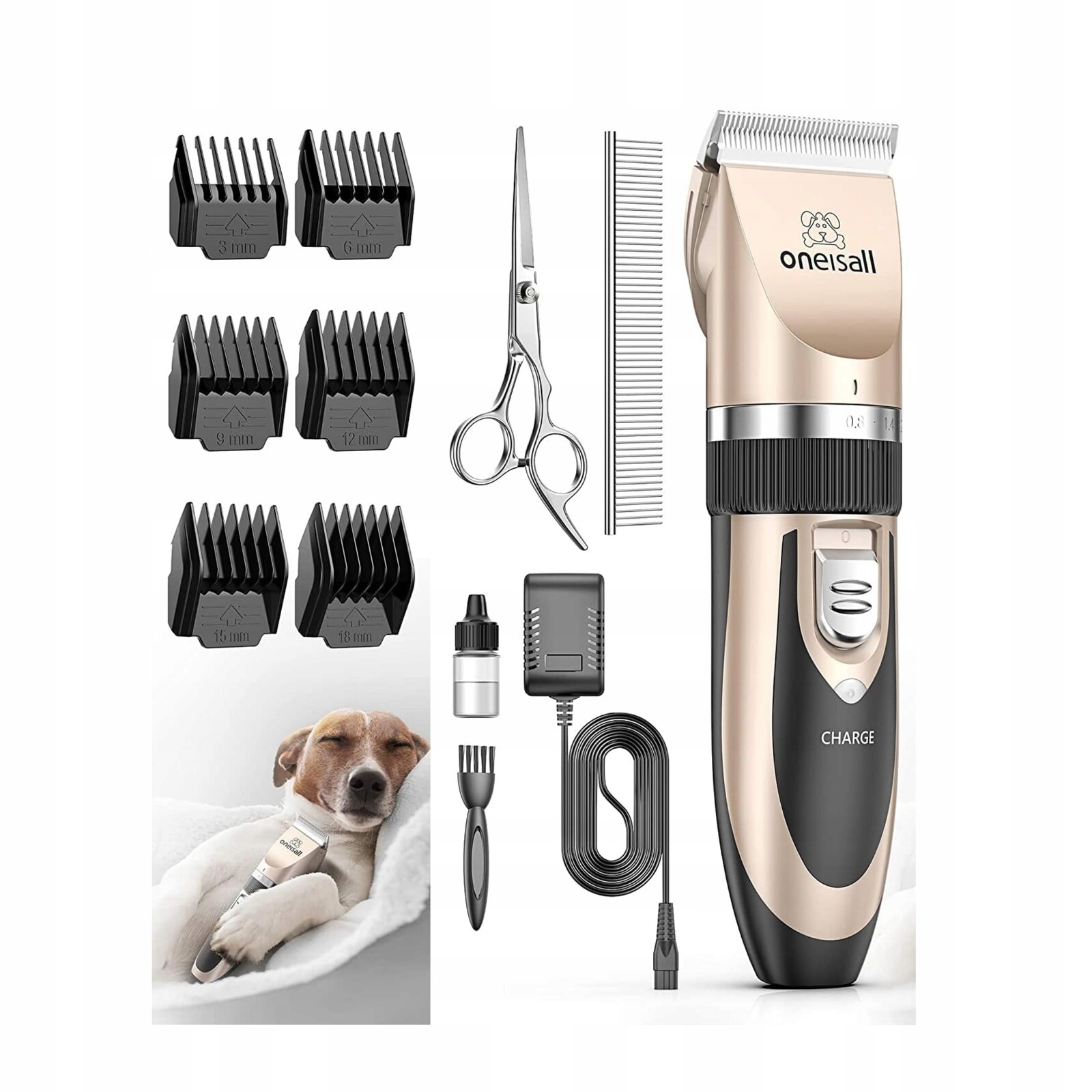 Stroj na stříhání psů pro kočky Tichý, profesionální, zlatý Oneisall